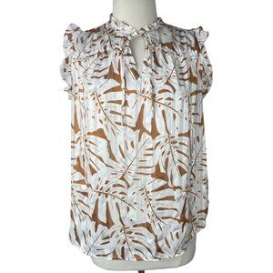 Rachel Rachel Roy Sleeveless Blouse Womens Medium White Gold Ruffle Sleeves